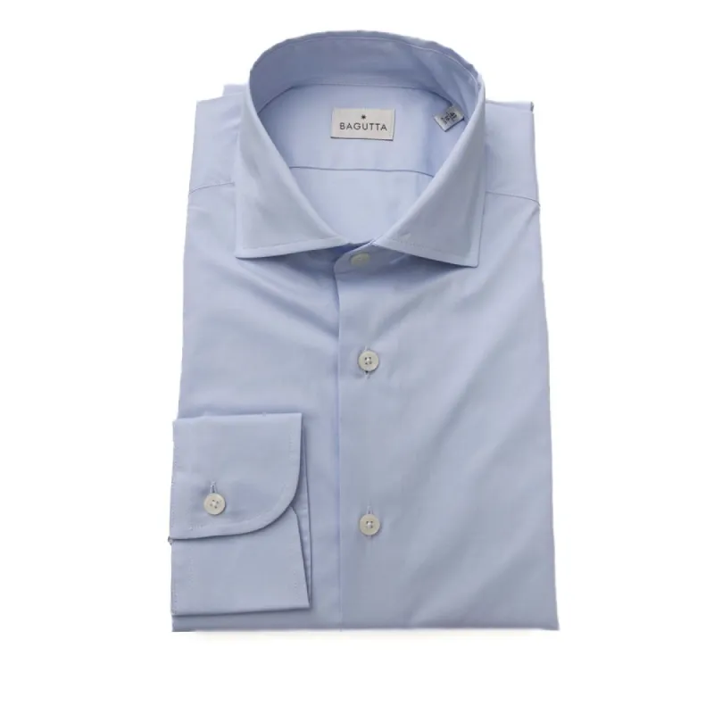 Light Blue Cotton Men Shirt sold by Louxly