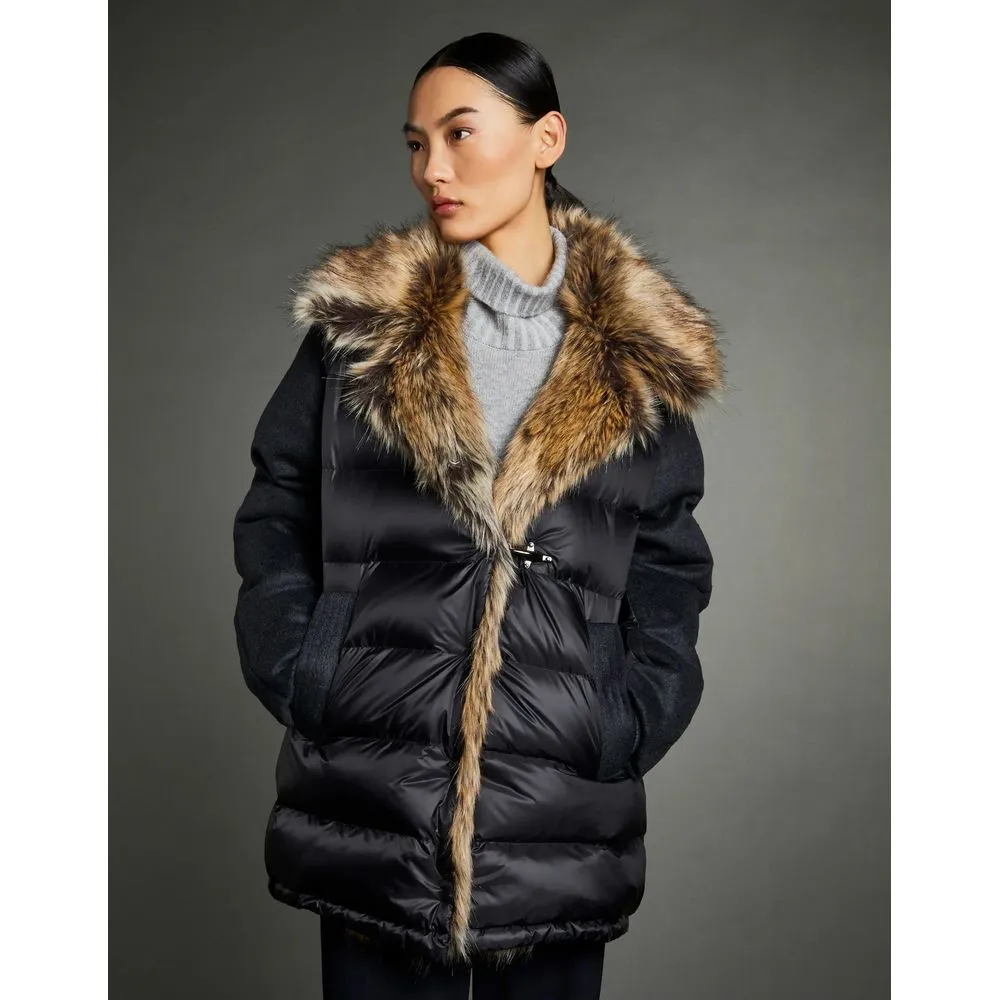 Chic Quilted Down Jacket with Faux Fur Details sold by Louxly product image thumbnail 2