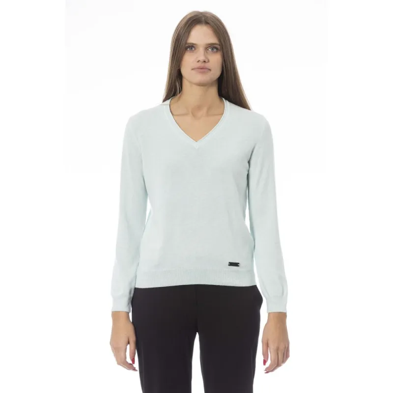 Light Blue Cashmere Women Sweater sold by Louxly
