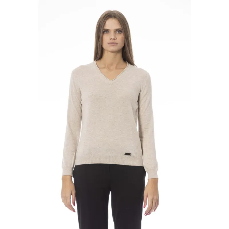 Beige Cashmere Women Sweater sold by Louxly
