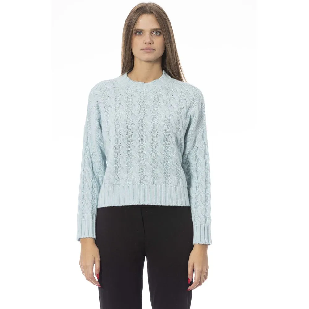 Light Blue Wool Women Sweater sold by Louxly
