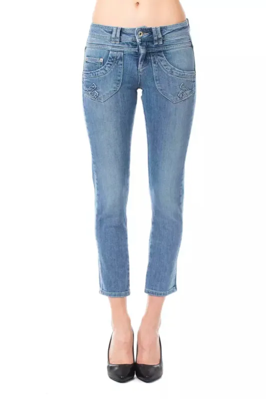 Light Blue Cotton Women Jeans sold by Louxly