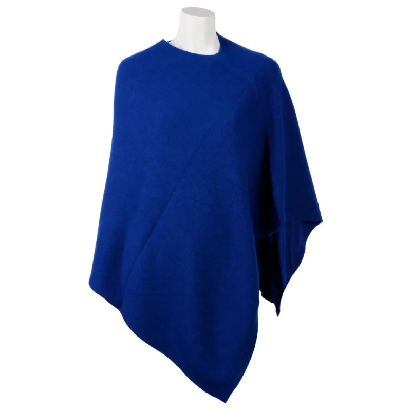Elegant Cashmere V-Neck Poncho in Blue sold by Louxly