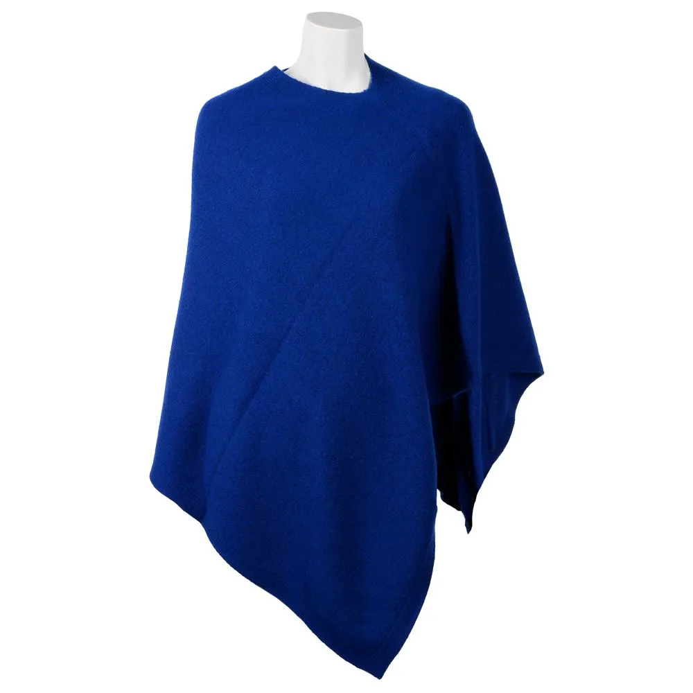 Elegant Cashmere V-Neck Poncho in Blue sold by Louxly