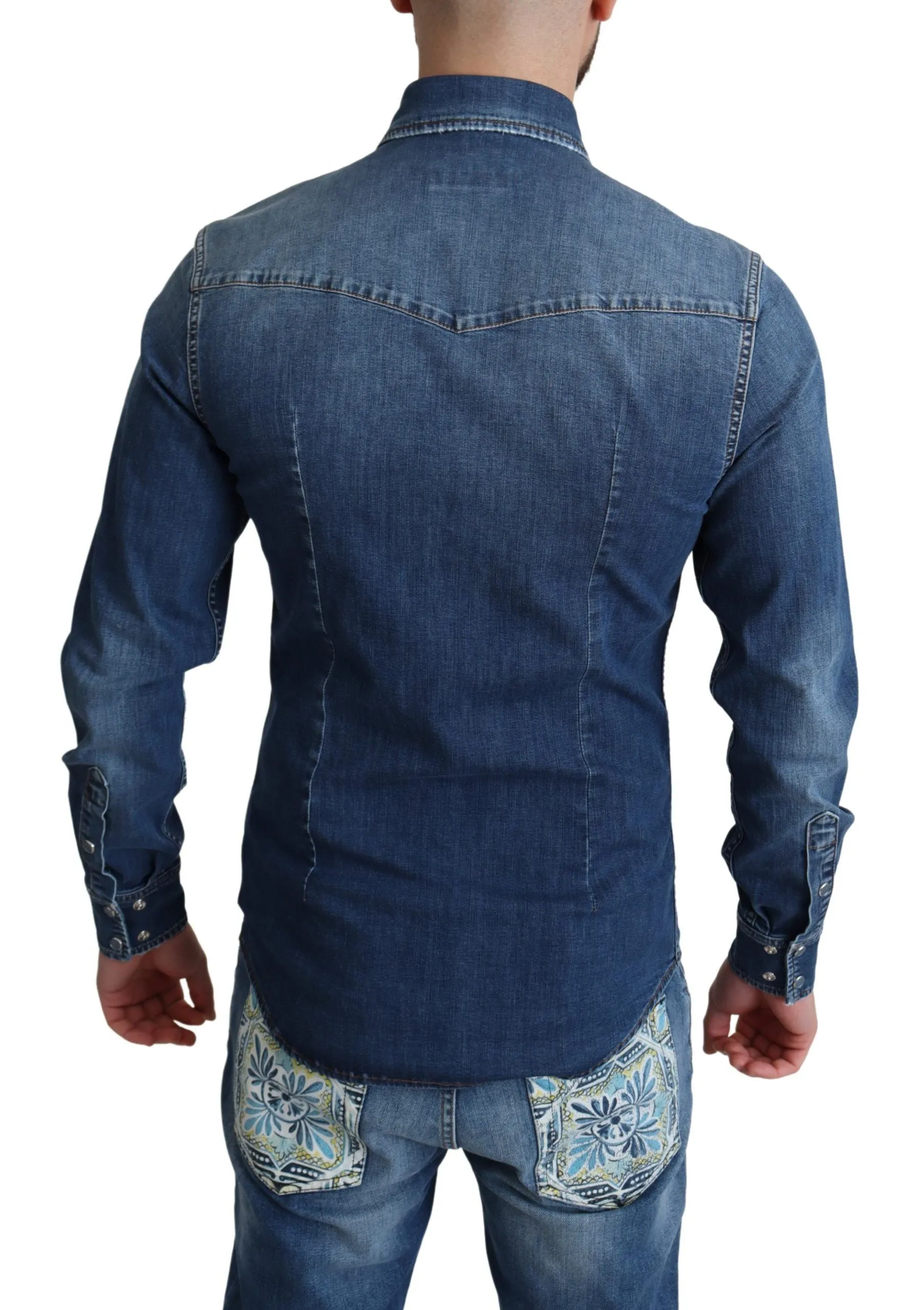 Elegant Denim Long Sleeve Casual Shirt sold by Louxly product image thumbnail 3