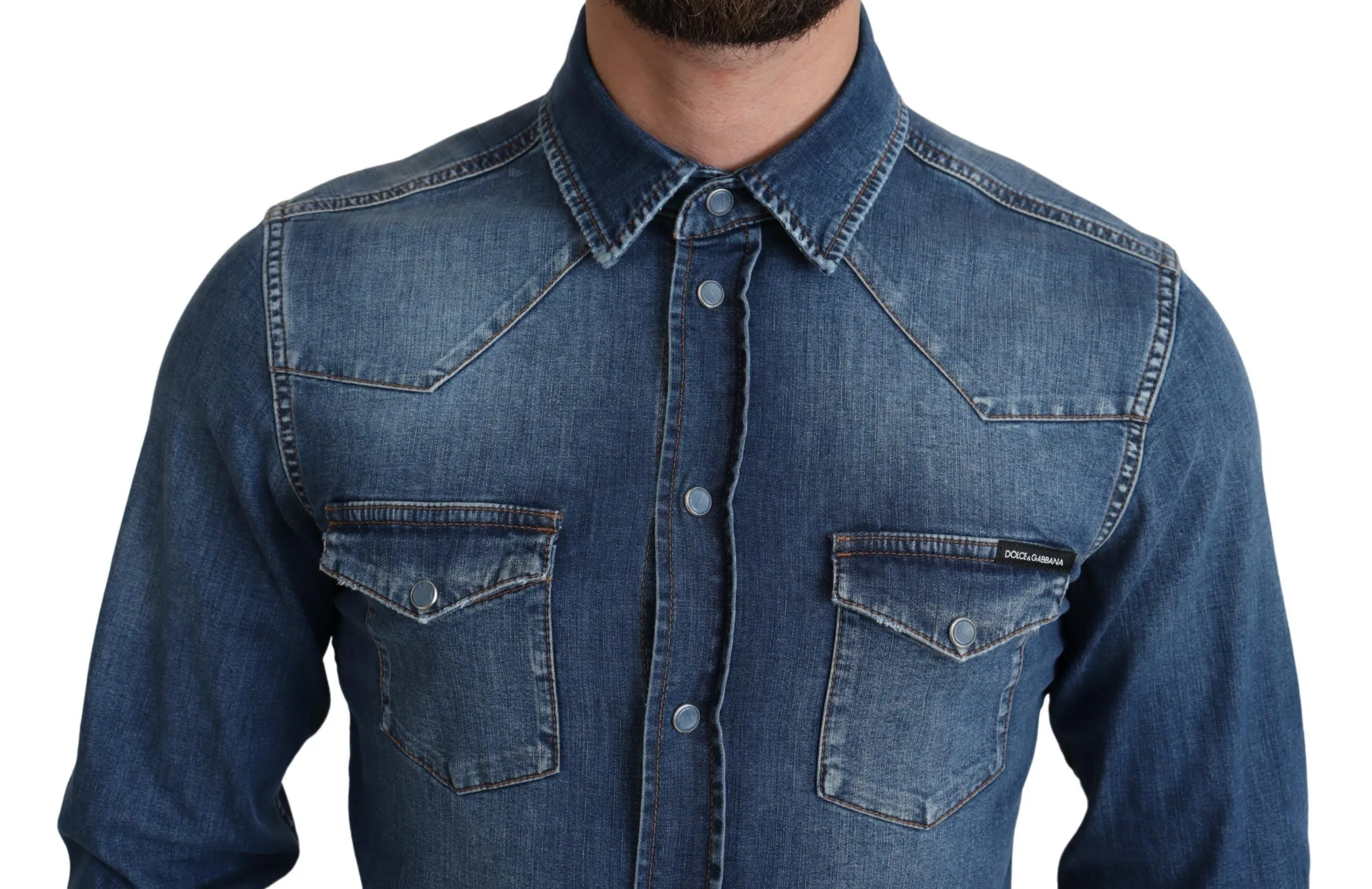 Elegant Denim Long Sleeve Casual Shirt sold by Louxly product image thumbnail 4