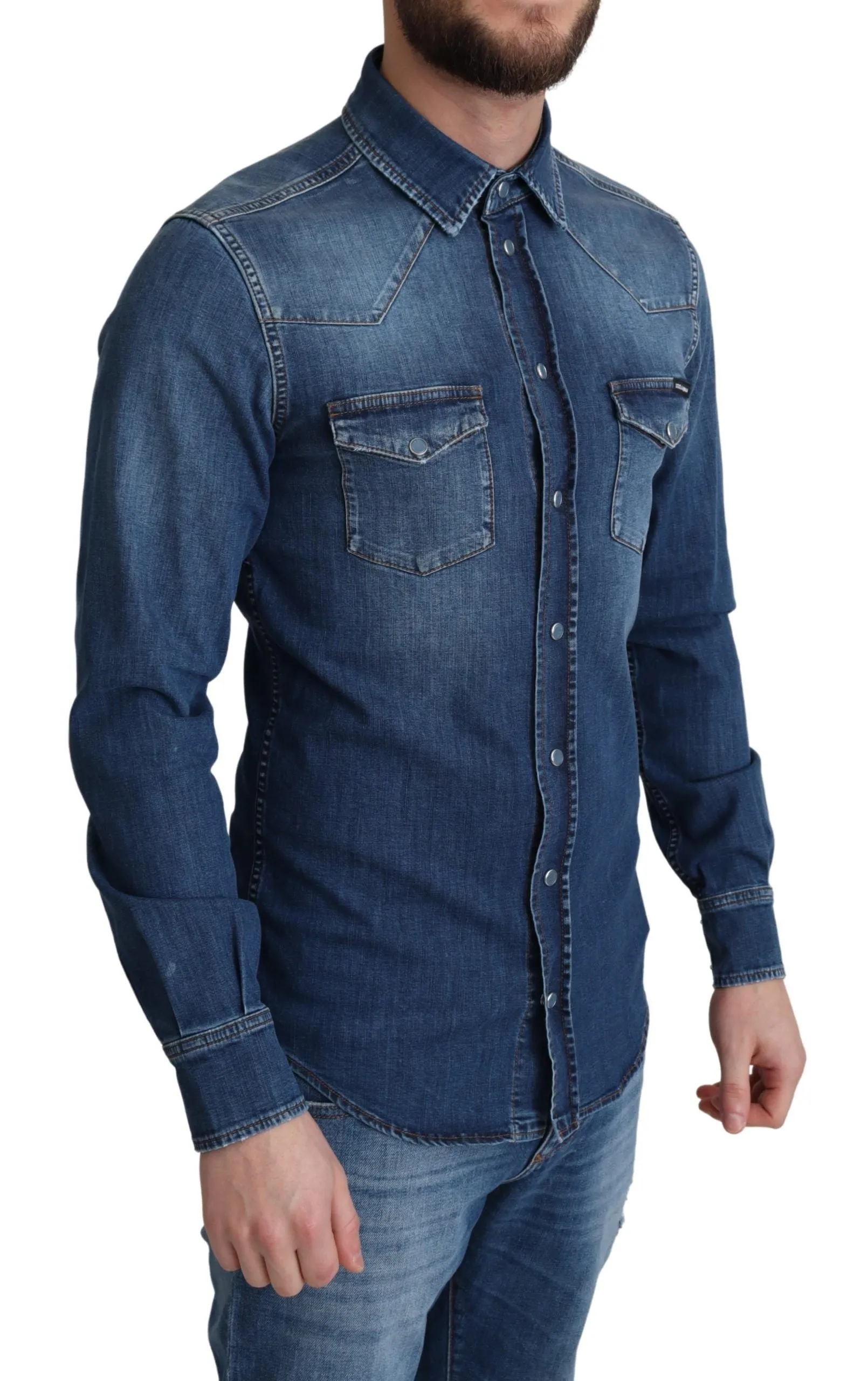 Elegant Denim Long Sleeve Casual Shirt sold by Louxly product image thumbnail 2