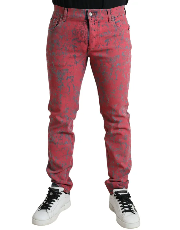 Red Tie Dye Skinny Denim Jeans sold by Louxly