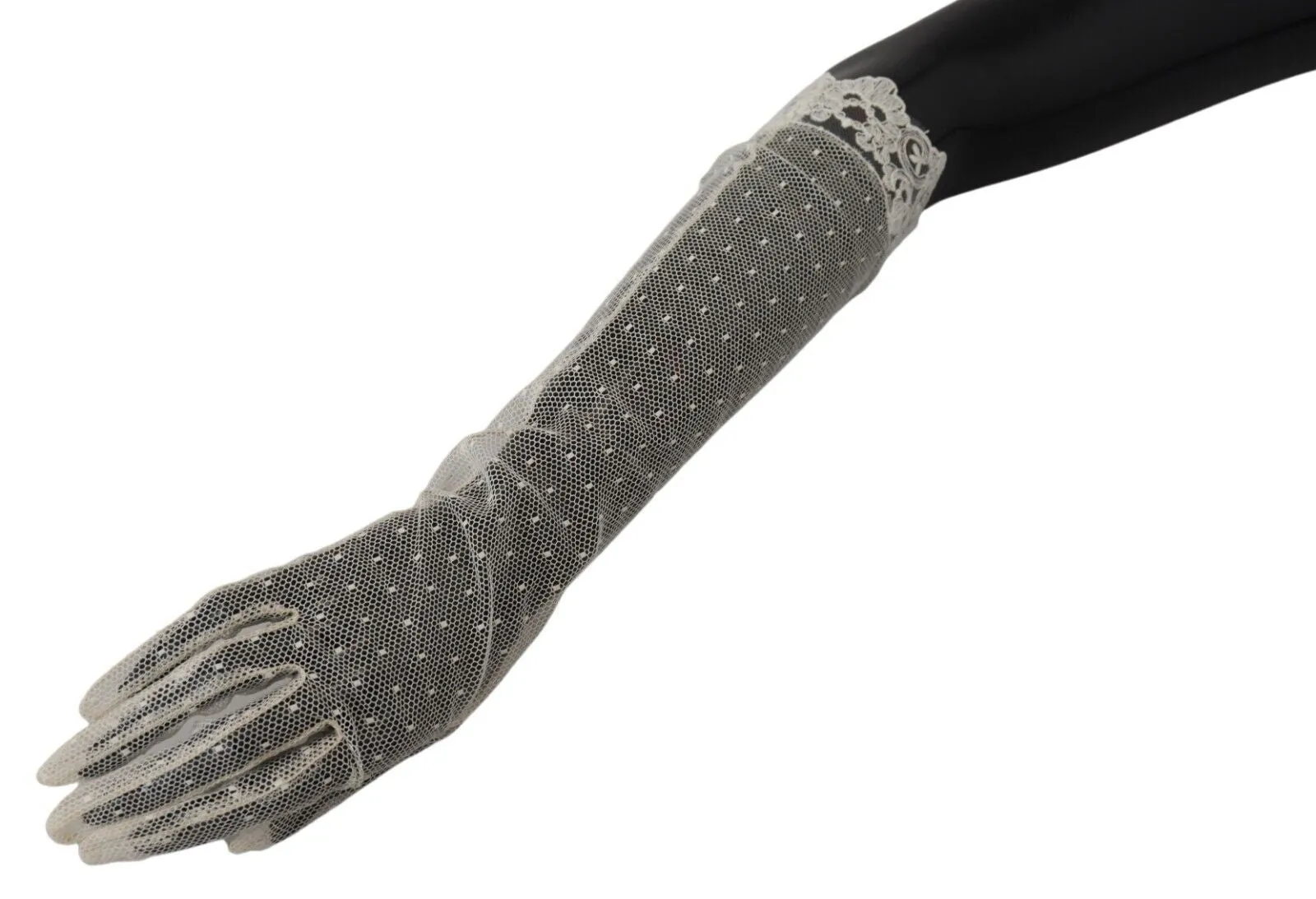 Elegant Elbow Length White Gloves sold by Louxly product image thumbnail 3