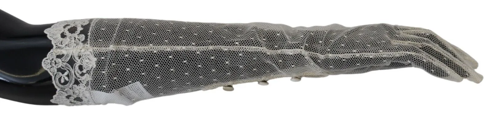 Elegant Elbow Length White Gloves sold by Louxly product image thumbnail 4