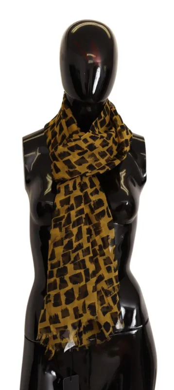 Elegant Silk Scarf in Yellow & Black sold by Louxly