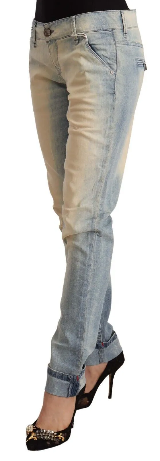 Chic Light Blue Skinny Cotton Jeans sold by Louxly product image thumbnail 2