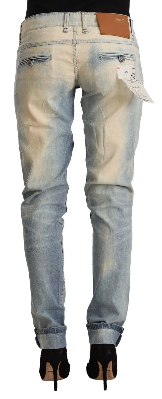 Chic Light Blue Skinny Cotton Jeans sold by Louxly product image thumbnail 3