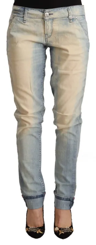 Chic Light Blue Skinny Cotton Jeans sold by Louxly