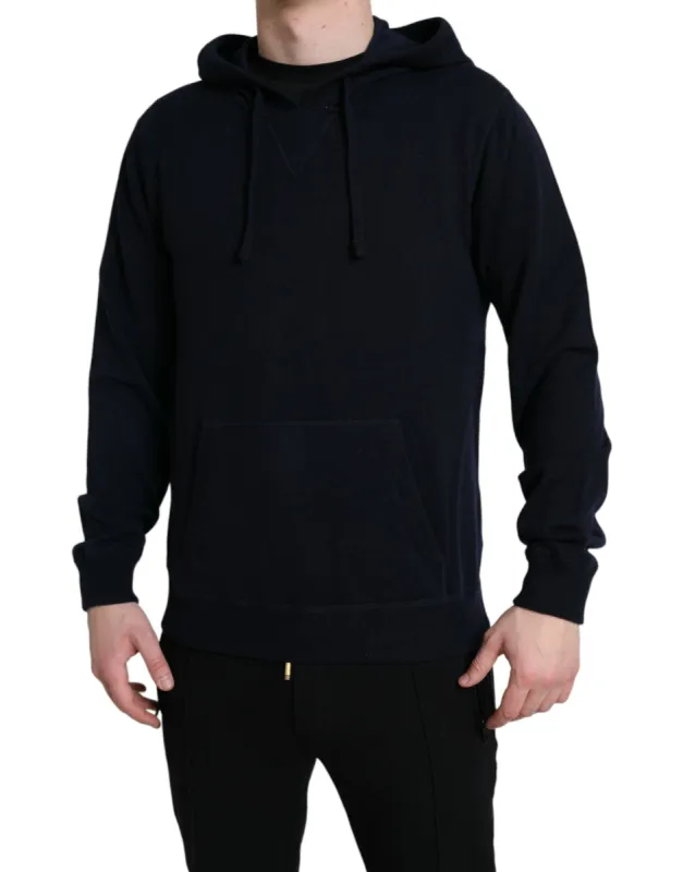 Elegant Cashmere Hooded Sweater in Blue sold by Louxly