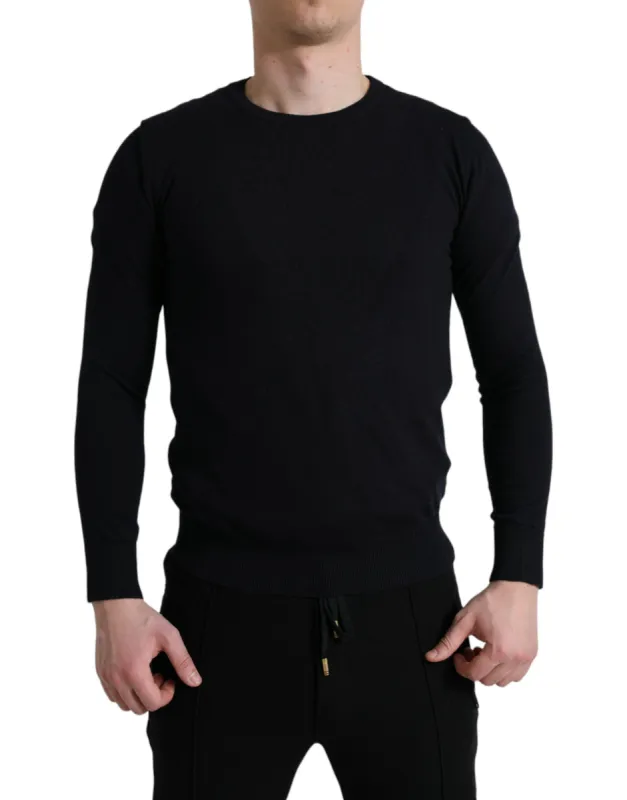 Elegant Blue Cotton Pullover Sweater sold by Louxly
