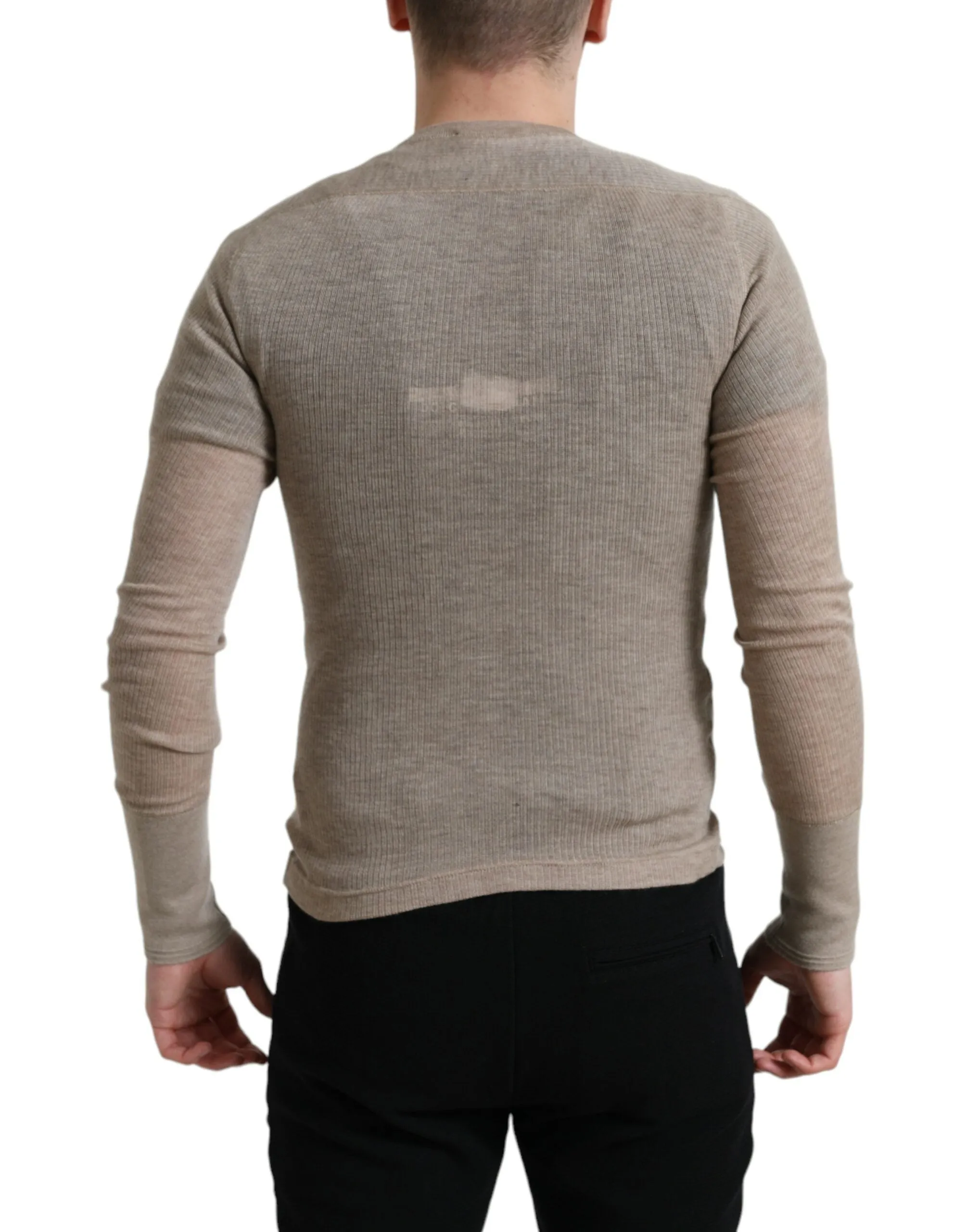 Elegant Beige Henley Cashmere Sweater sold by Louxly product image thumbnail 5
