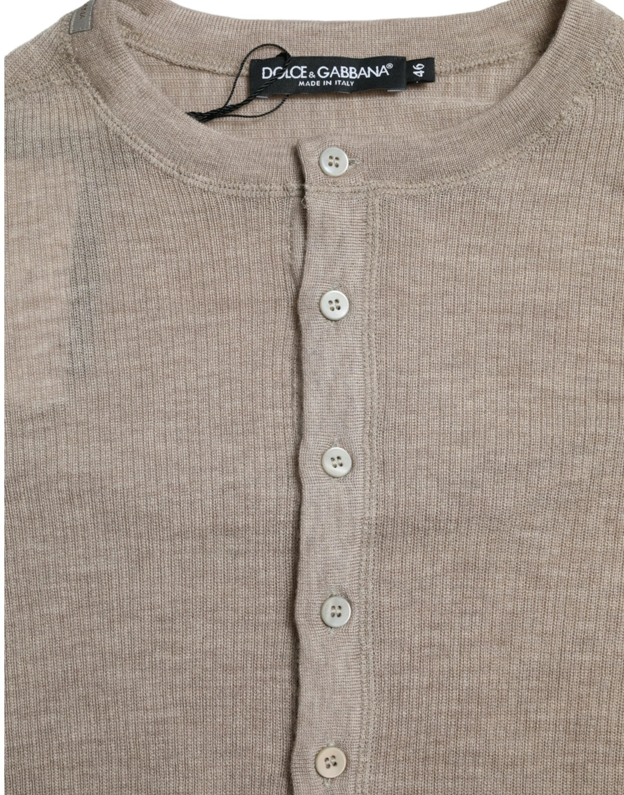 Elegant Beige Henley Cashmere Sweater sold by Louxly product image thumbnail 3