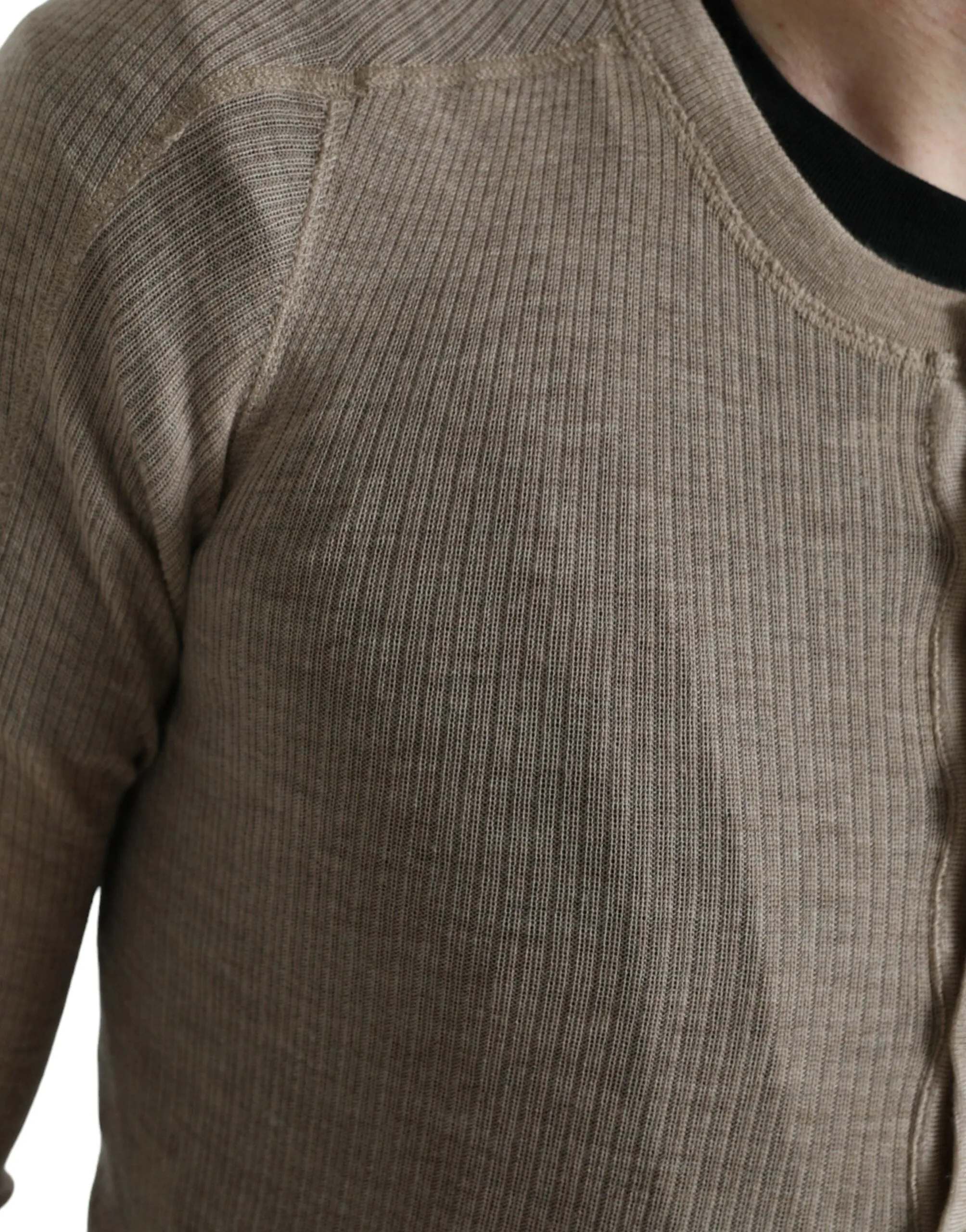 Elegant Beige Henley Cashmere Sweater sold by Louxly product image thumbnail 2