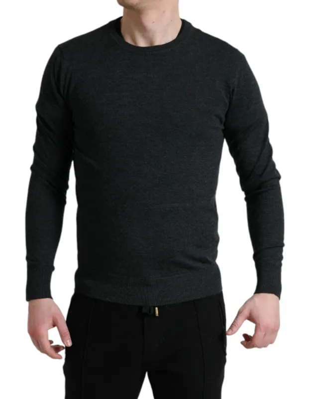 Elegant Gray Wool Pullover Sweater sold by Louxly
