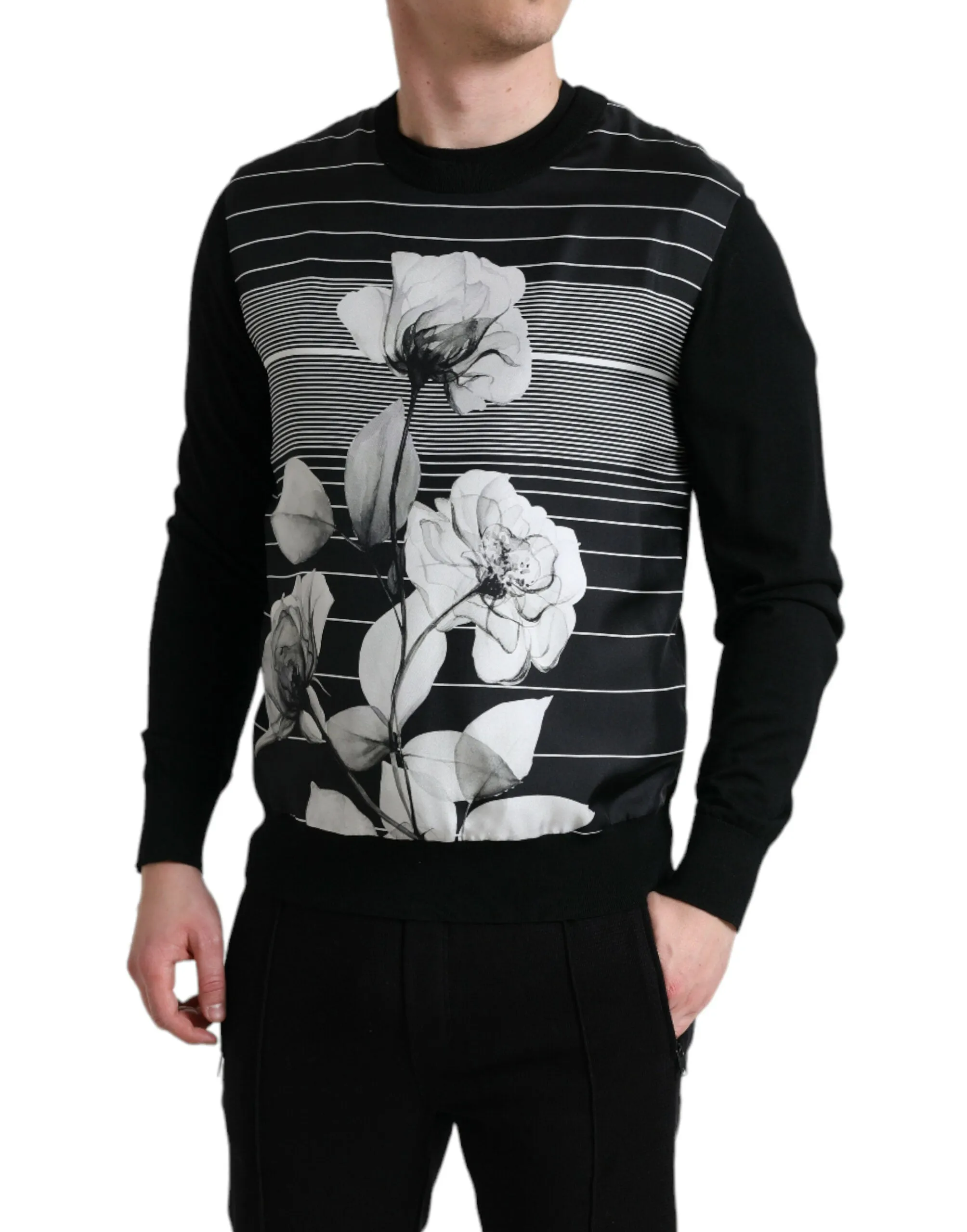 Elegant Floral Print Crew Neck Sweater sold by Louxly product image thumbnail 2