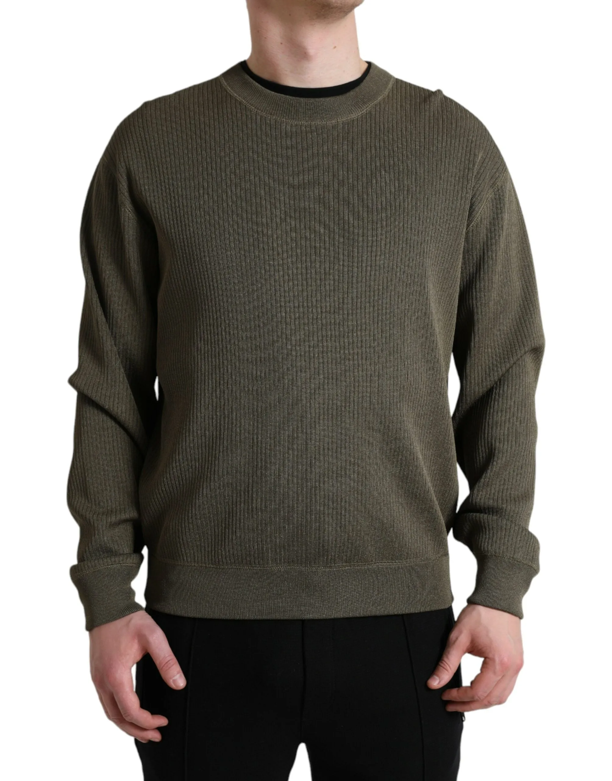 Elegant Green Crew Neck Sweater sold by Louxly product image thumbnail 4