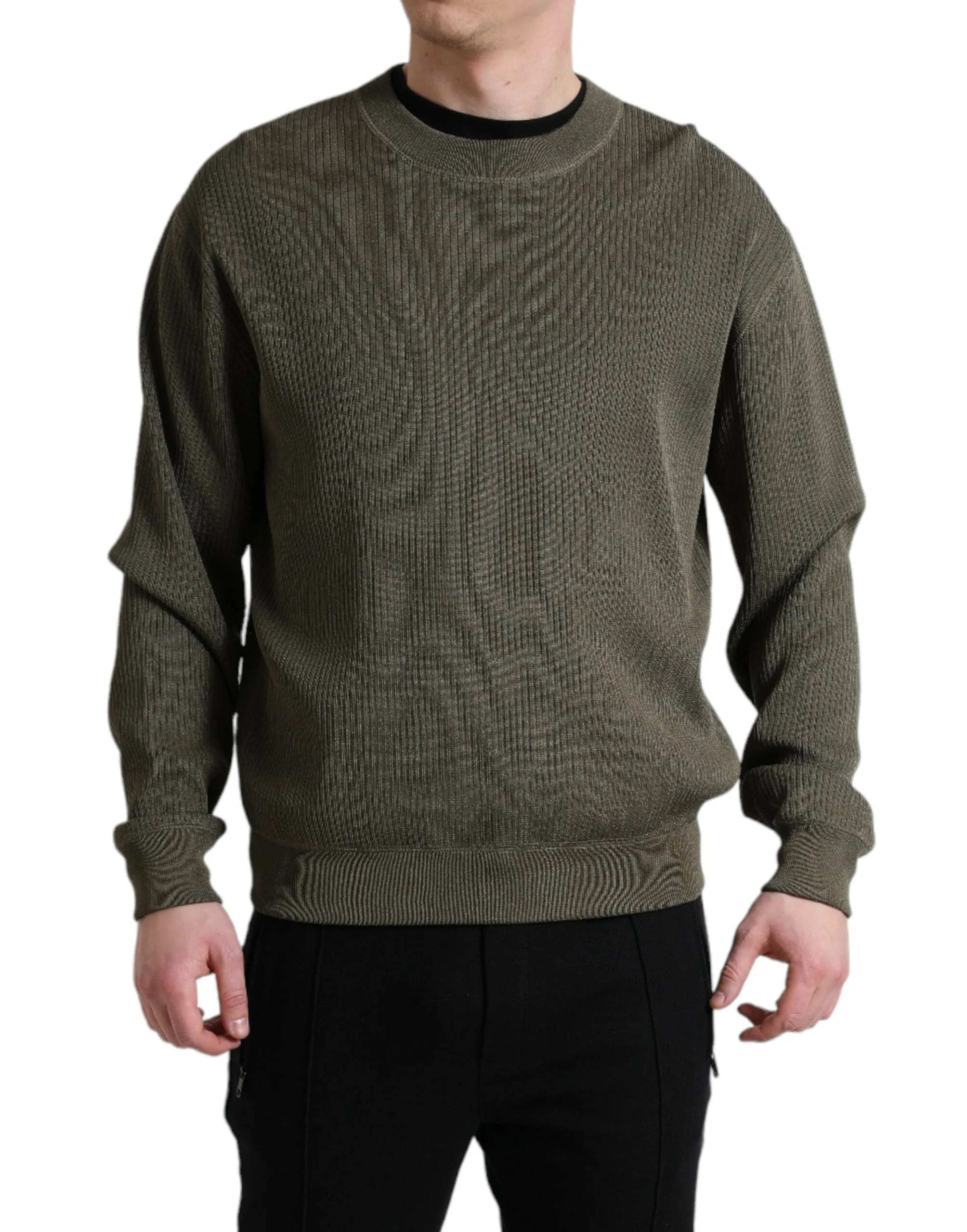 Elegant Green Crew Neck Sweater sold by Louxly