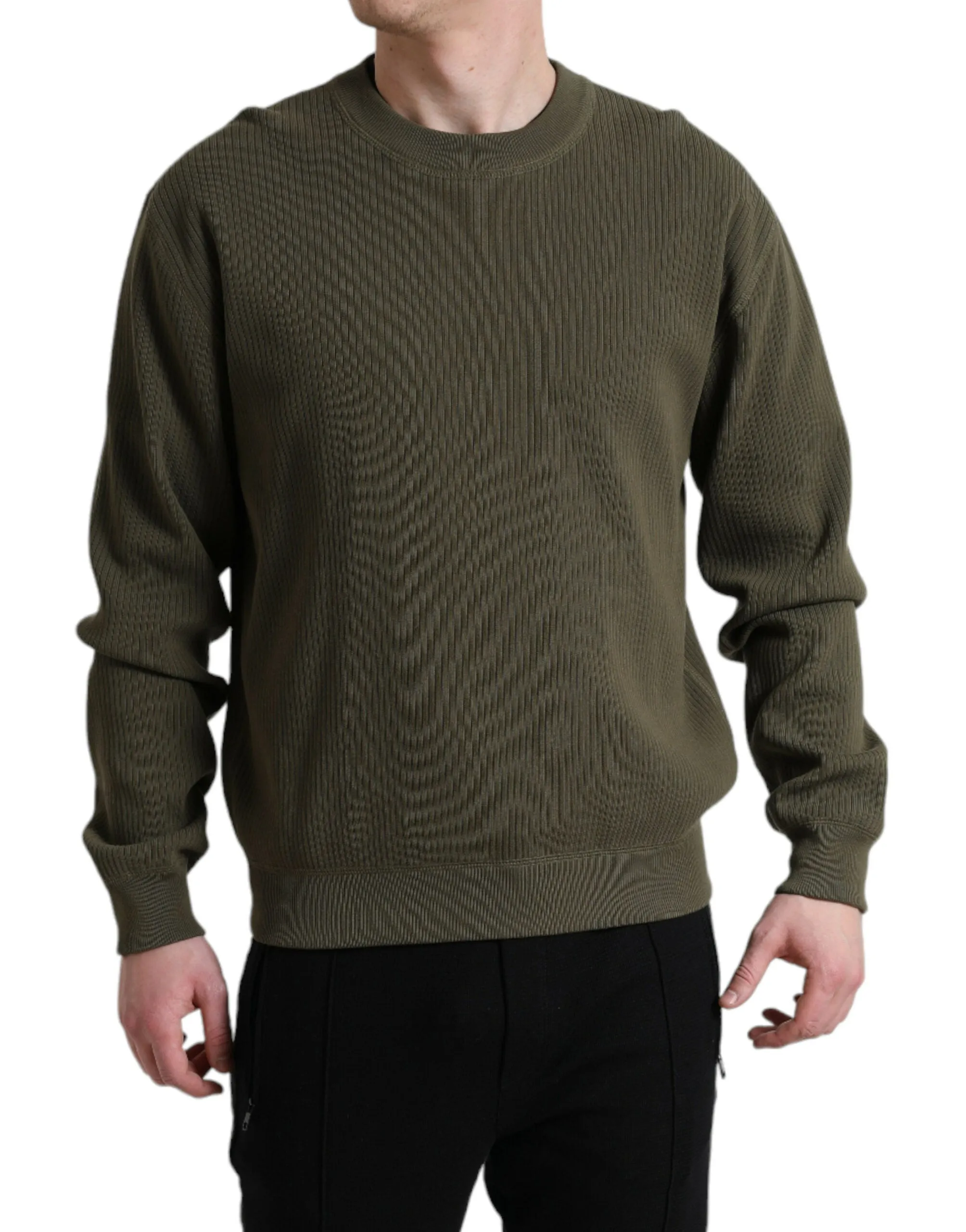 Elegant Green Crew Neck Cotton Sweater sold by Louxly product image thumbnail 2