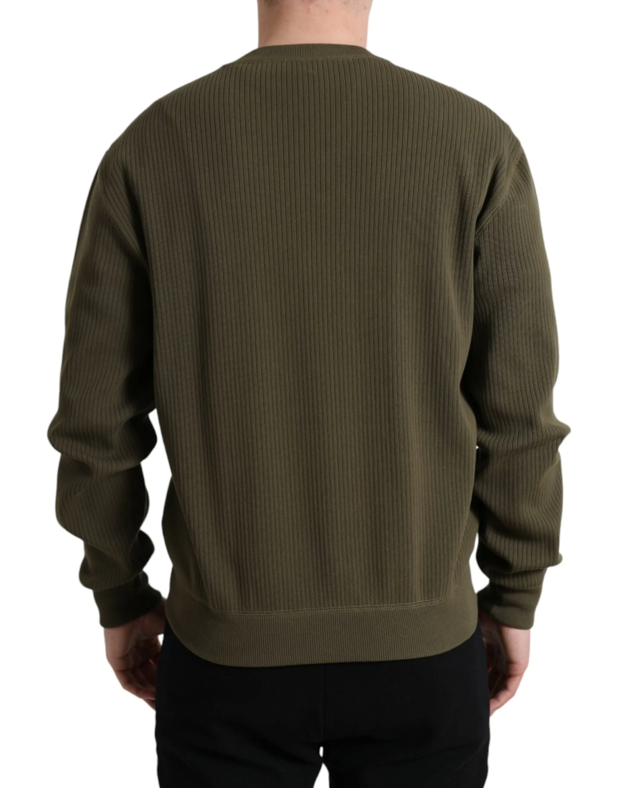 Elegant Green Crew Neck Cotton Sweater sold by Louxly product image thumbnail 3