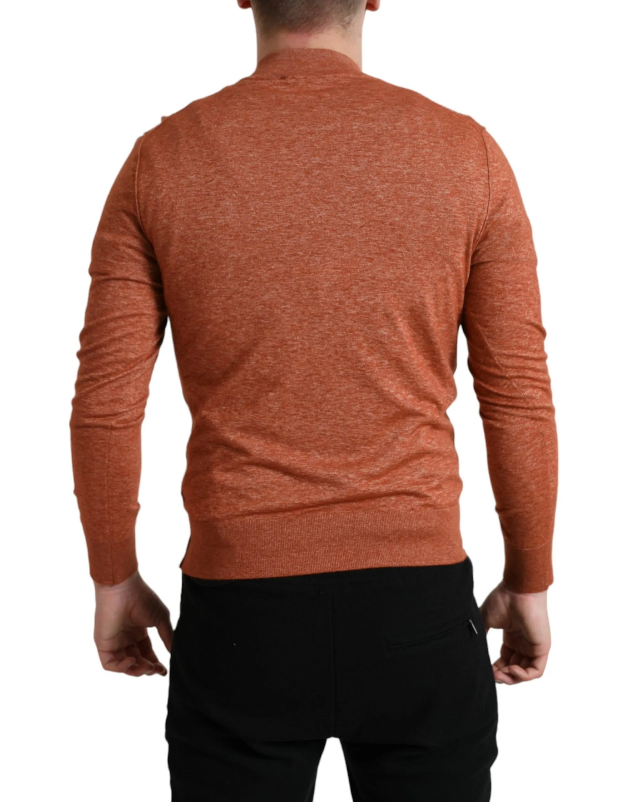Silk-Cashmere Orange Crew Neck Sweater sold by Louxly product image thumbnail 3