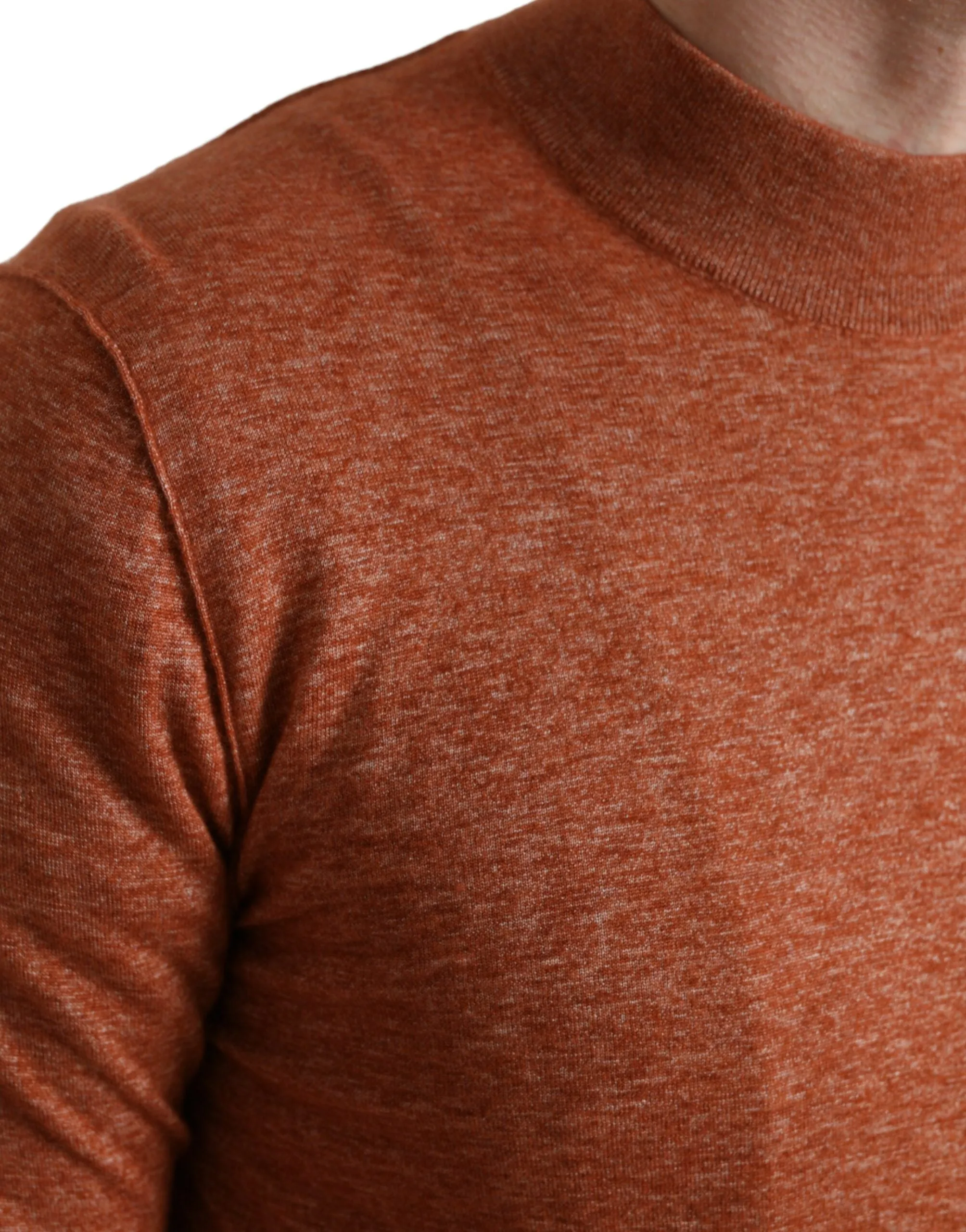 Silk-Cashmere Orange Crew Neck Sweater sold by Louxly product image thumbnail 5