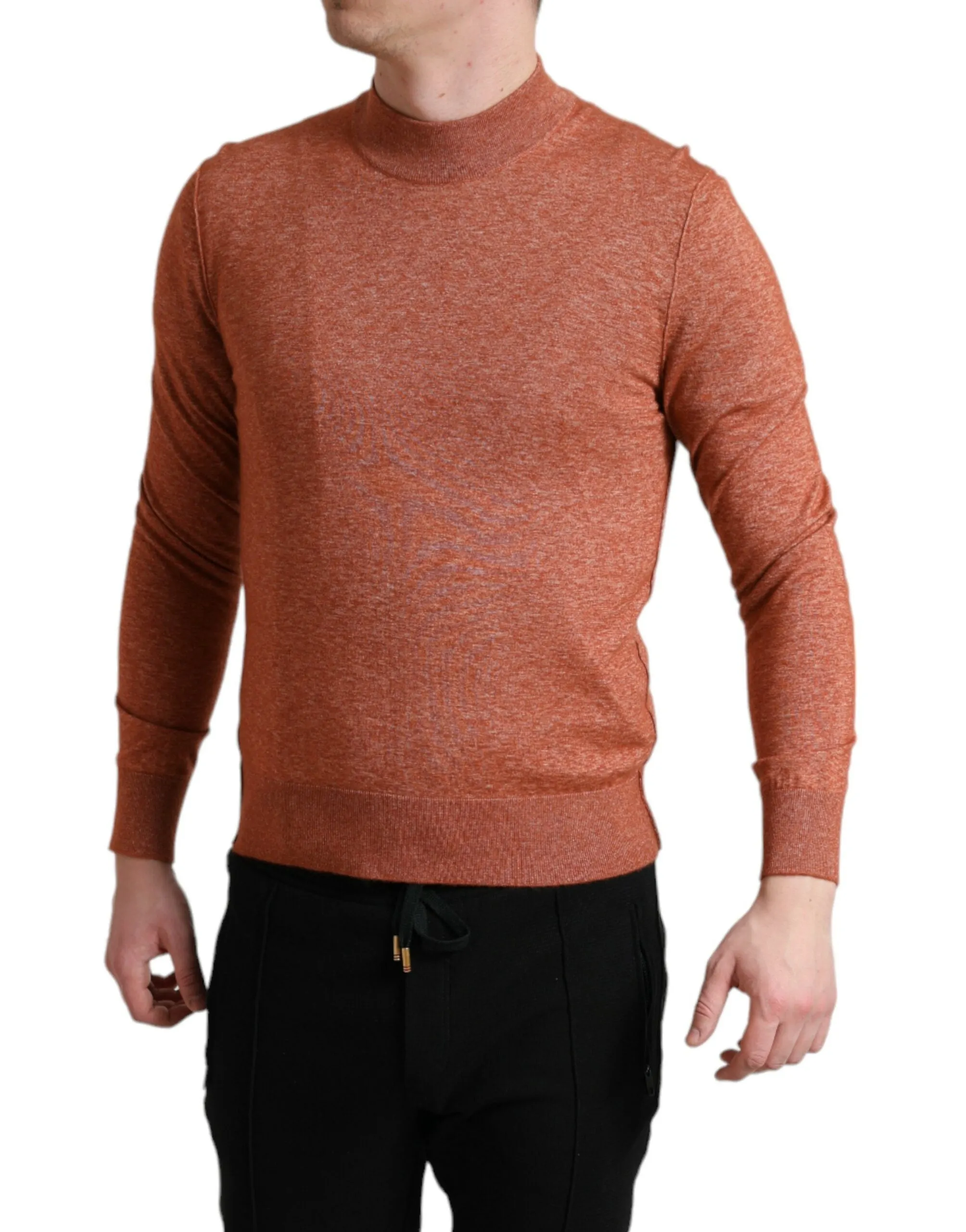 Silk-Cashmere Orange Crew Neck Sweater sold by Louxly product image thumbnail 2