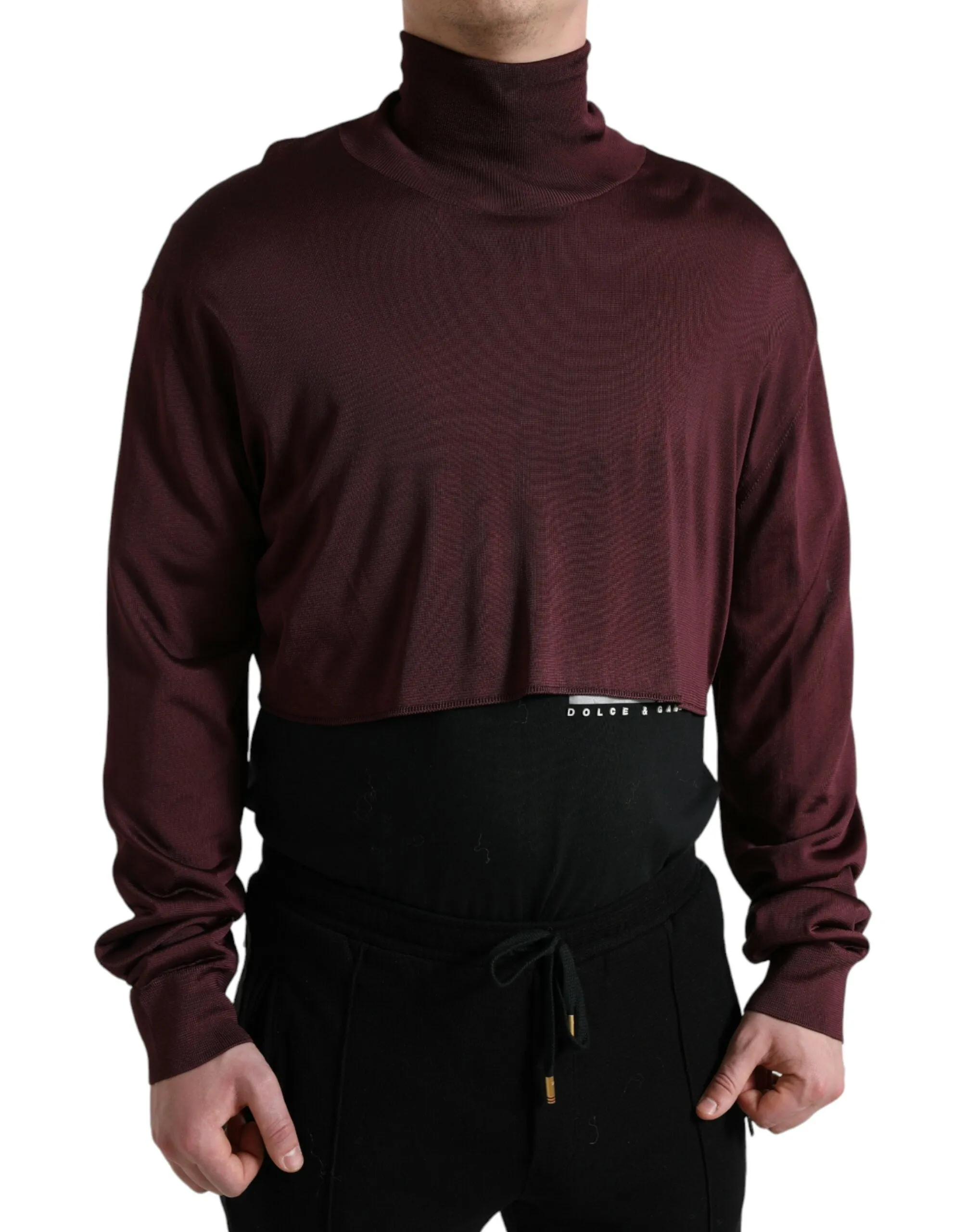 Maroon Turtleneck Viscose Sweater sold by Louxly
