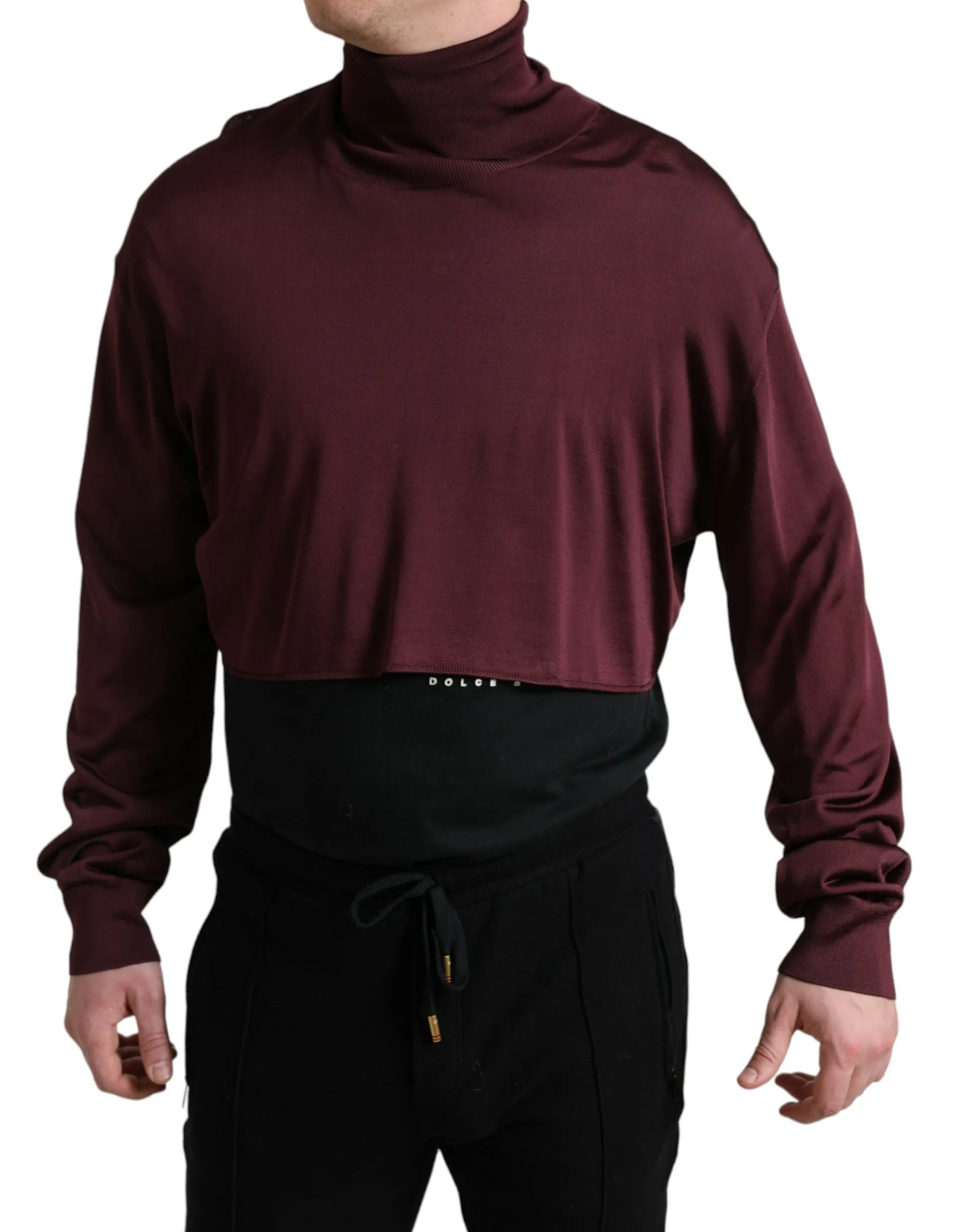 Maroon Turtleneck Viscose Sweater sold by Louxly product image thumbnail 2