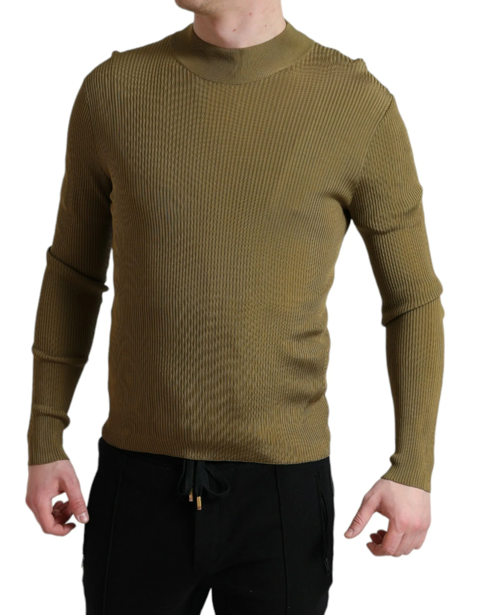 Army Green Viscose Crew Neck Sweater sold by Louxly product image thumbnail 2