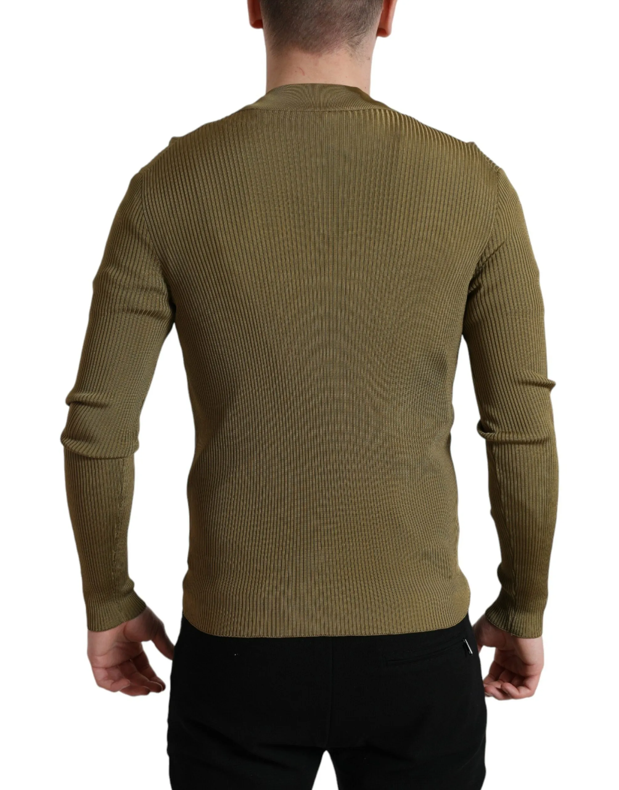 Army Green Viscose Crew Neck Sweater sold by Louxly product image thumbnail 3