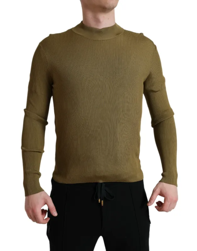 Army Green Viscose Crew Neck Sweater sold by Louxly