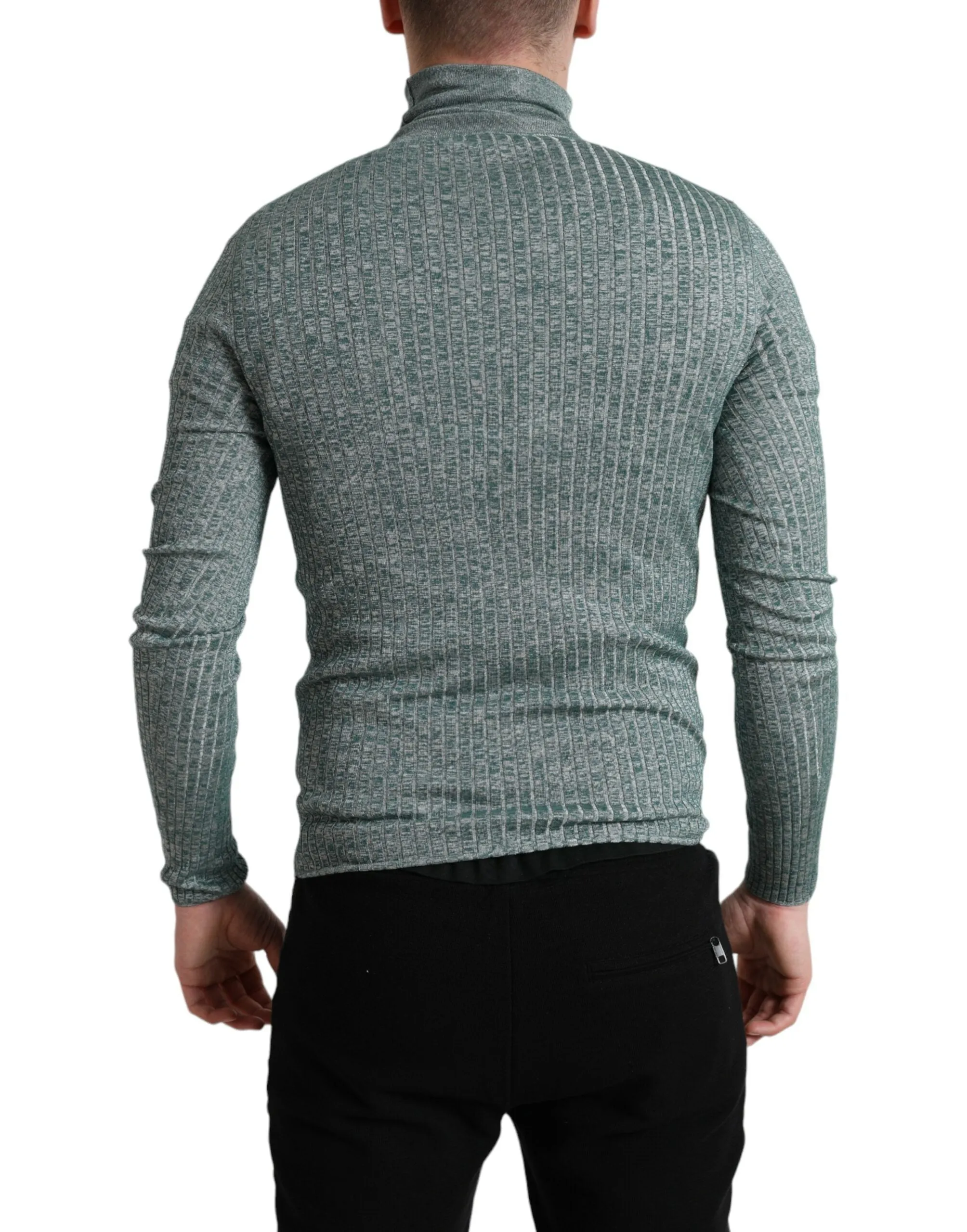 Elegant Green Turtleneck Pullover Sweater sold by Louxly product image thumbnail 3