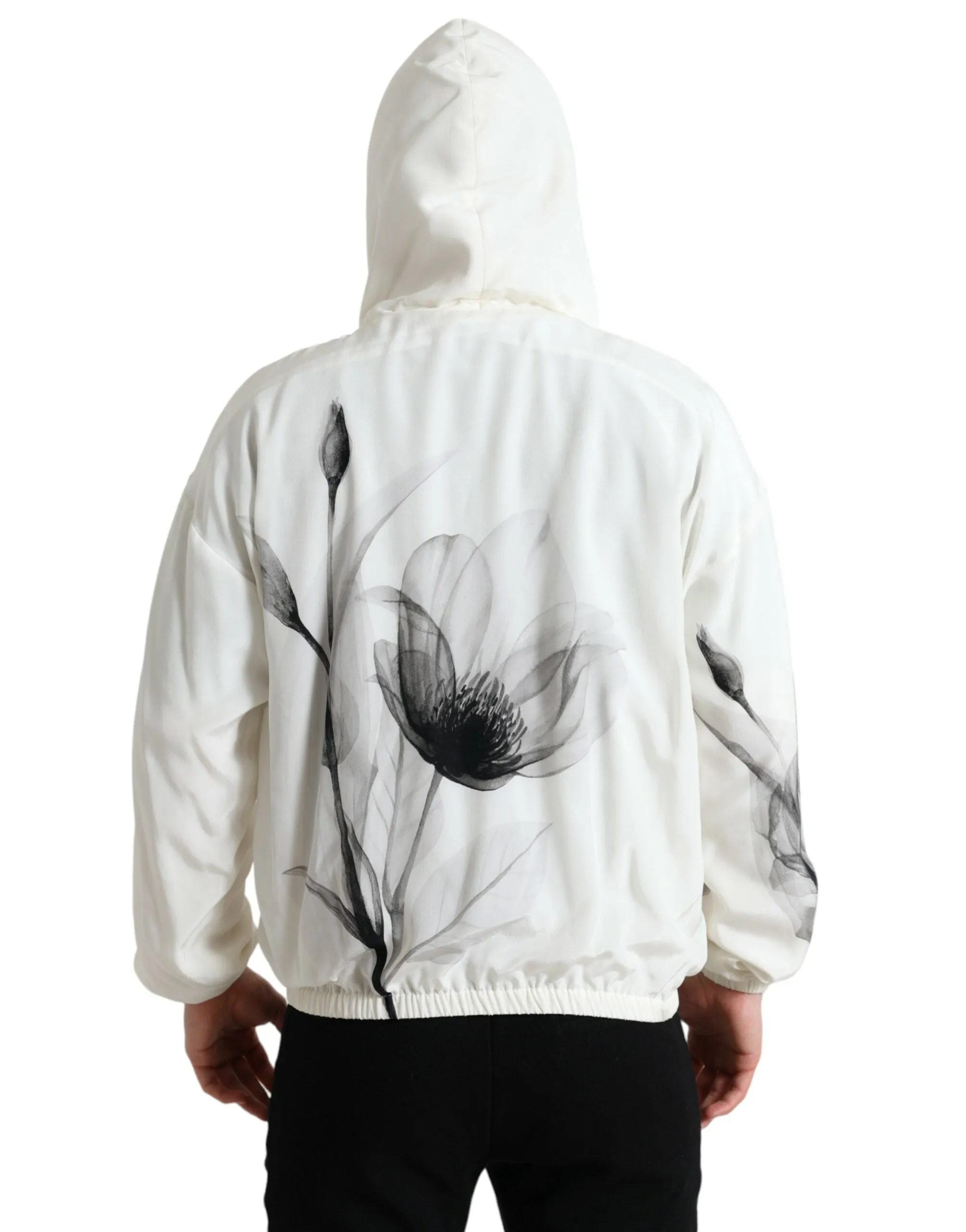 Elegant Floral Silk Hooded Pullover sold by Louxly product image thumbnail 3