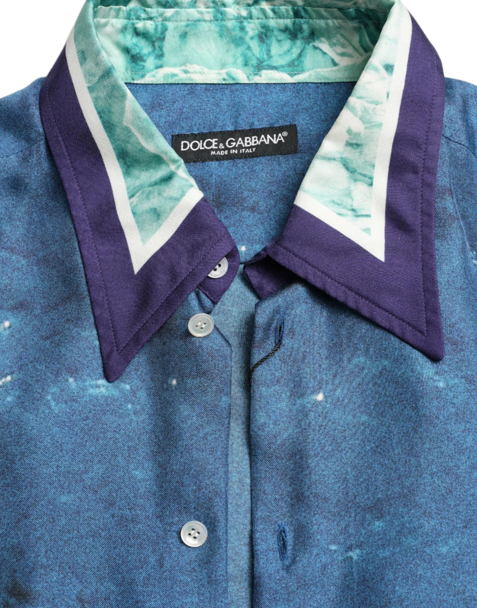 Elegant Ocean Print Silk Shirt sold by Louxly product image thumbnail 5