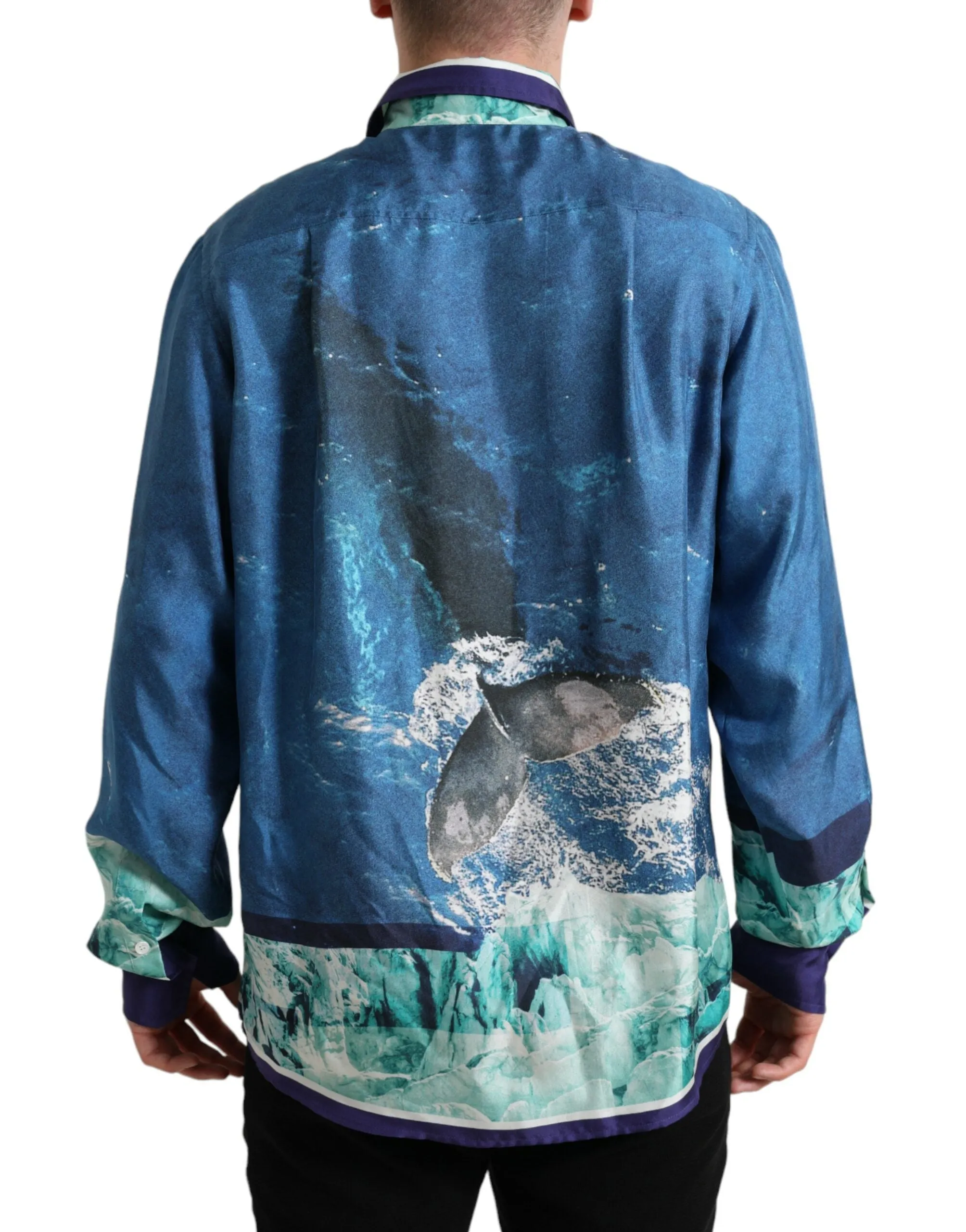 Elegant Ocean Print Silk Shirt sold by Louxly product image thumbnail 3
