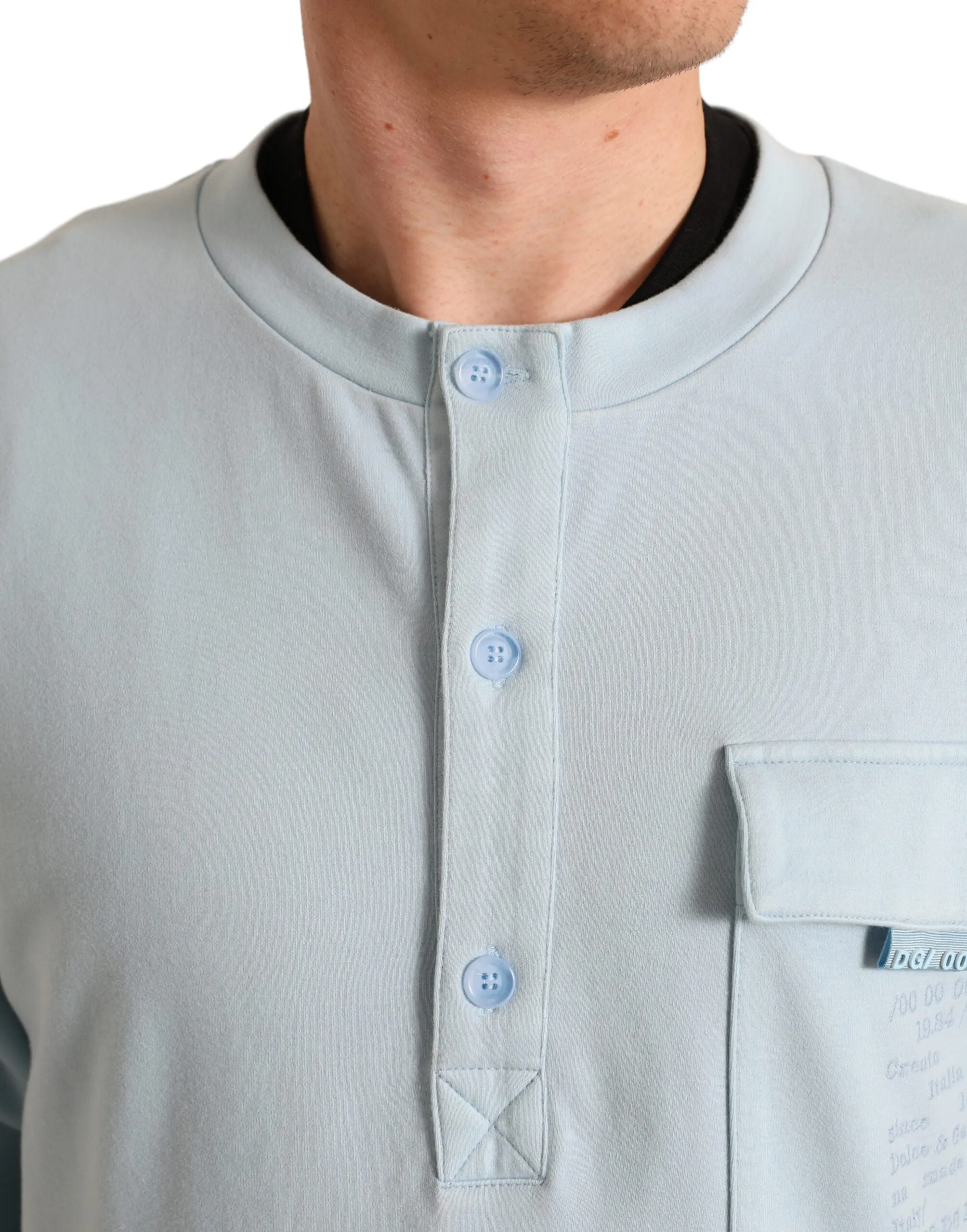 Elegant Light Blue Cotton Blend Crew Neck Sweater sold by Louxly product image thumbnail 4