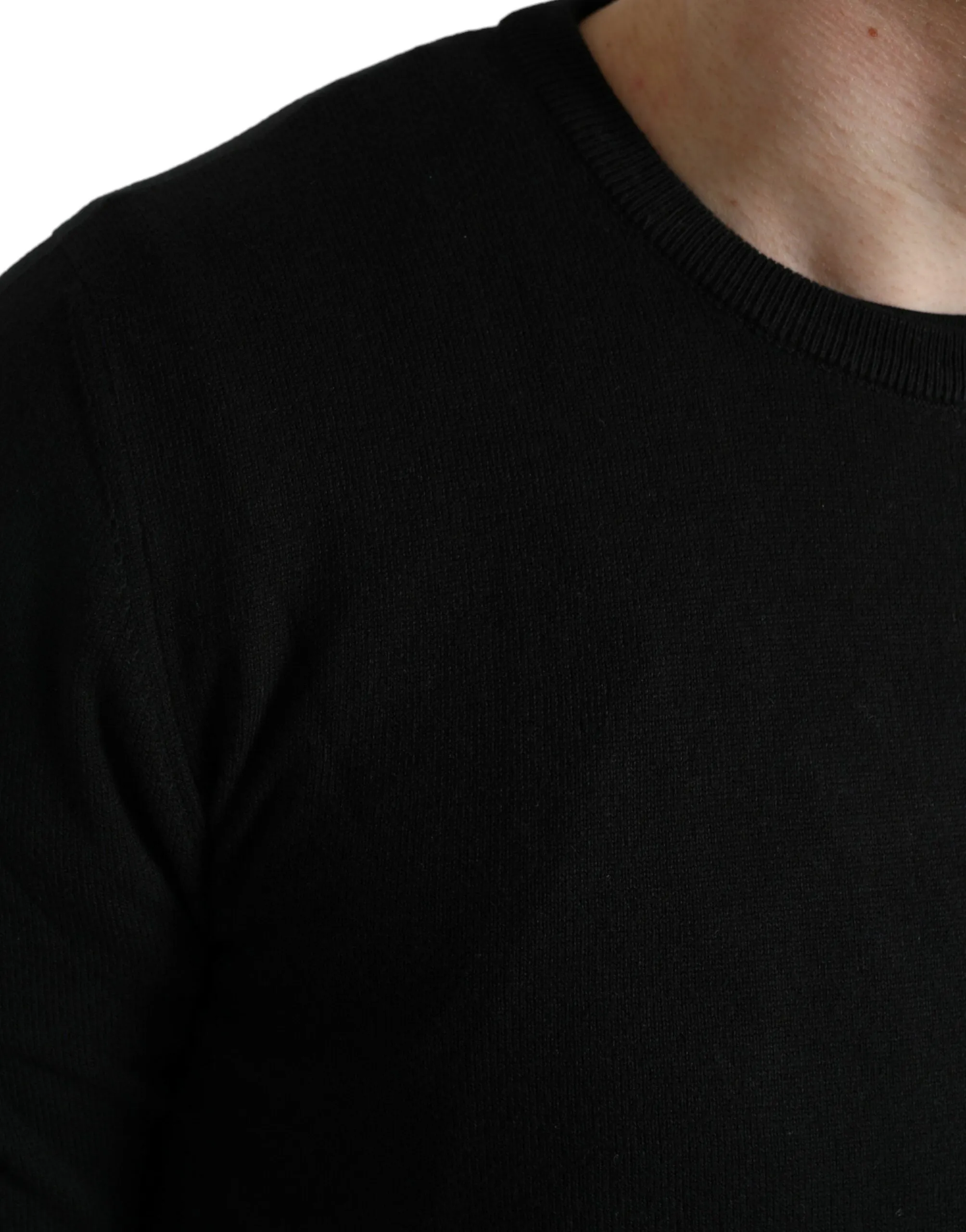 Elegant Black Cotton Crewneck Pullover Sweater sold by Louxly product image thumbnail 5