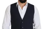 Elegant Dark Blue Formal Dress Vest sold by Louxly