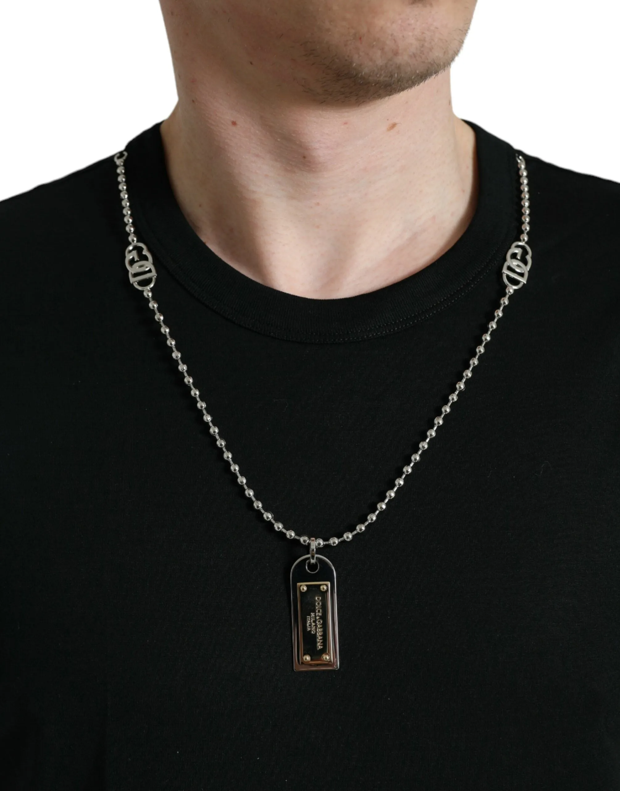 Sleek Cotton Round Neck T-Shirt with Chain Detail sold by Louxly product image thumbnail 4