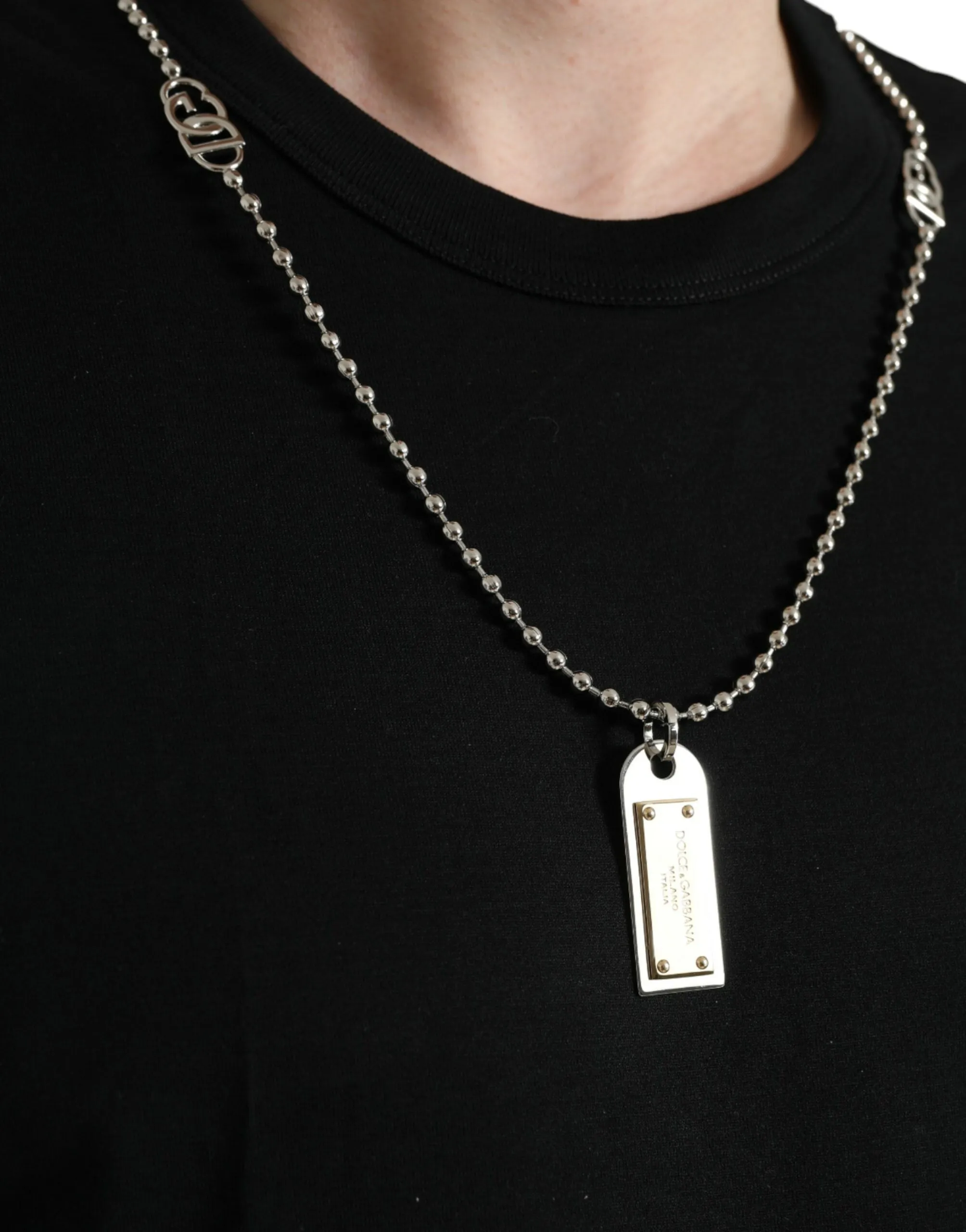 Sleek Cotton Round Neck T-Shirt with Chain Detail sold by Louxly product image thumbnail 5