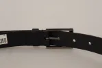 Elegant Black Leather Belt with Metal Buckle sold by Louxly