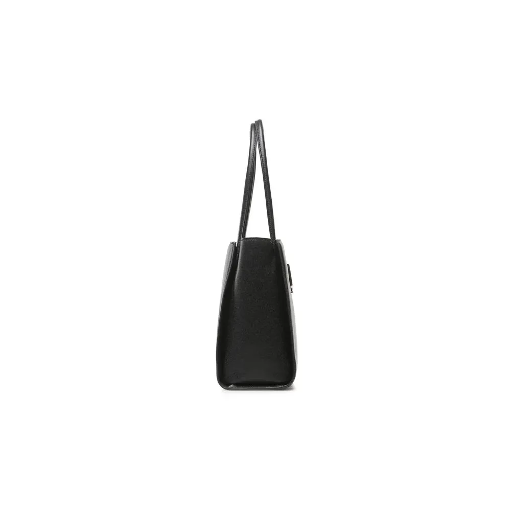Chic Ebony Tote with Silver Logo Accent sold by Louxly product image thumbnail 3