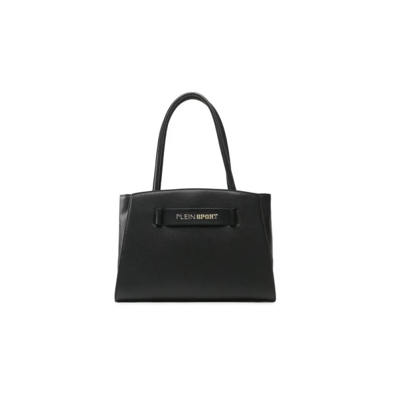 Chic Ebony Tote with Silver Logo Accent sold by Louxly