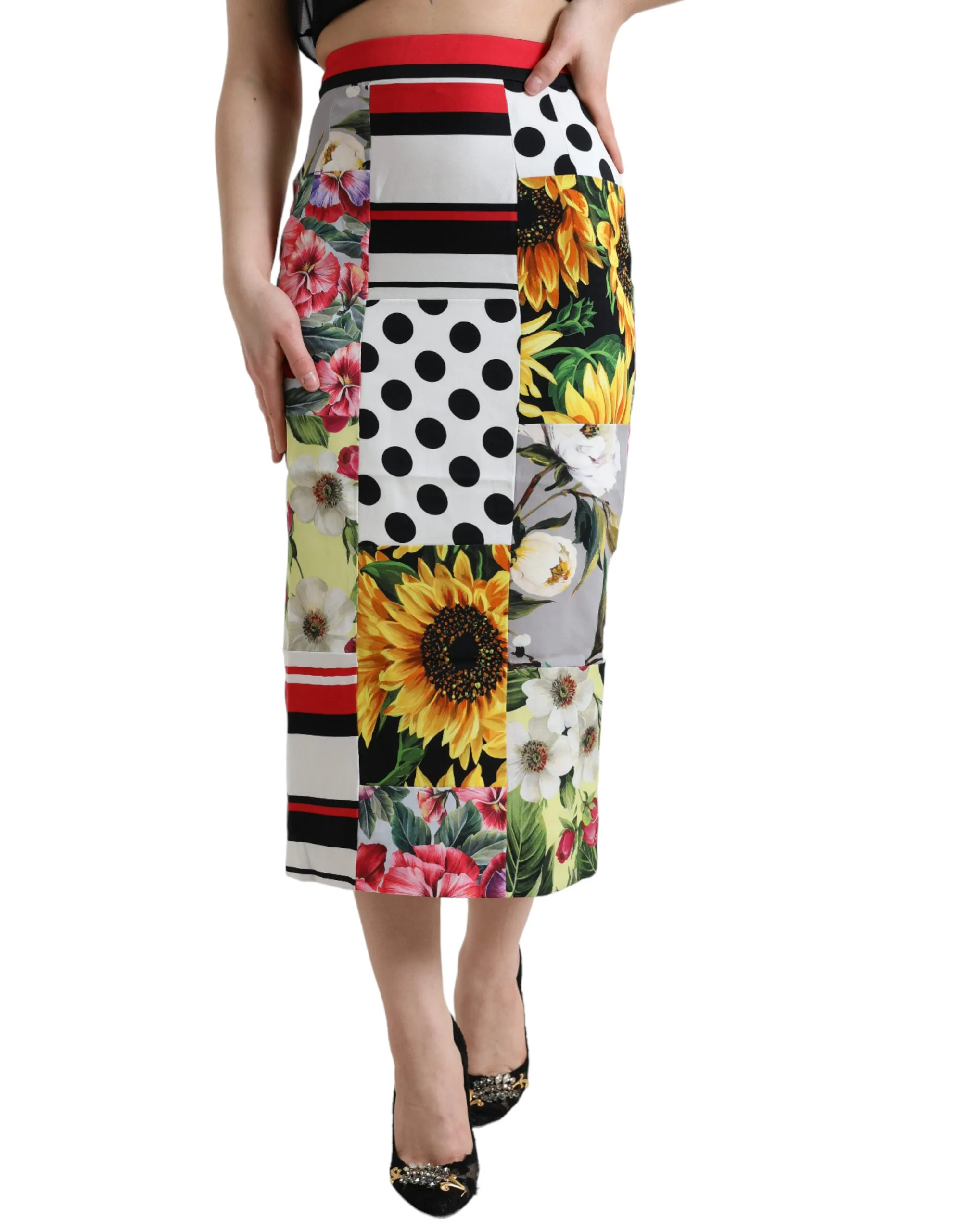 Glamorous High Waist Patchwork Midi Skirt sold by Louxly product image thumbnail 2